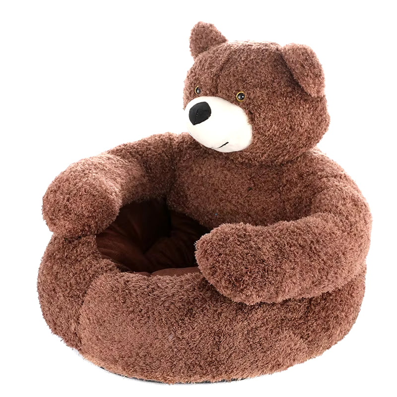 Semi-Enclosed Bear Pet Dog Bed Ultra Soft Cat Bed Detachable Plush Puppy Bed Winter Warm Sleeping Bed Mat Pet Product